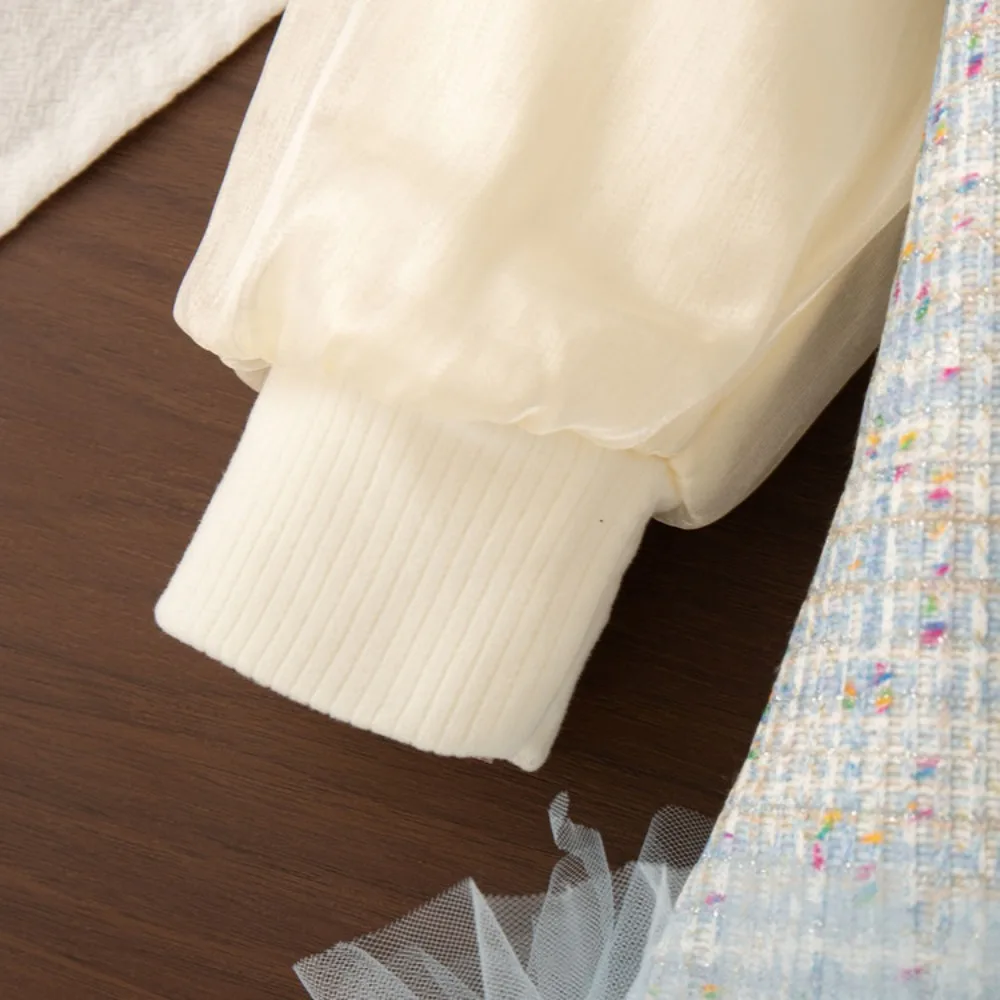 فساتين Bear Leader للفتيات الصغيرات للربيع والخريف، فساتين أميرات شبكية مزيفة من قطعتين مزينة بفيونكة