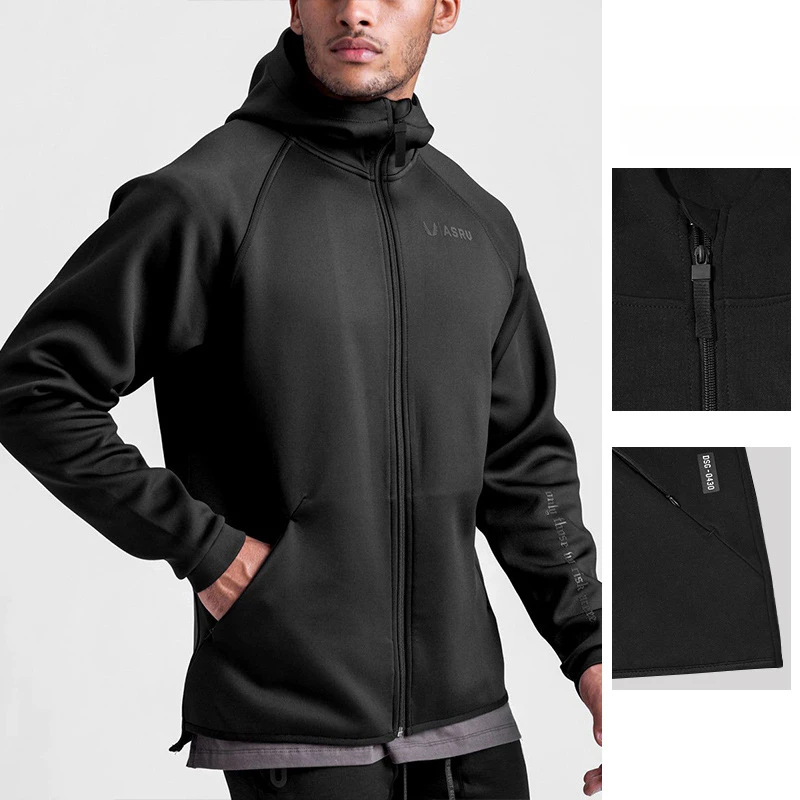 Men's Spring Autumn Gym Hoodies Outdoors Sport Running Fitness Motorbike Hooded Zipper Jacket Man Casual Over Sweater