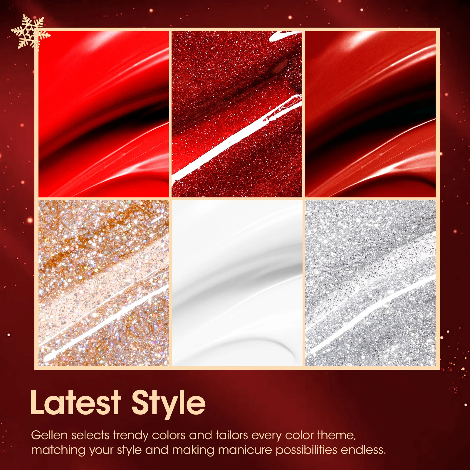 GELLEN جل مجموعة طلاء الأظافر بريق 6 ألوان أحمر أبيض فضي بيرليسسينت شل الأظافر هلام عدة هدايا عيد الميلاد الفن لتقوم بها بنفسك مانيكير #2