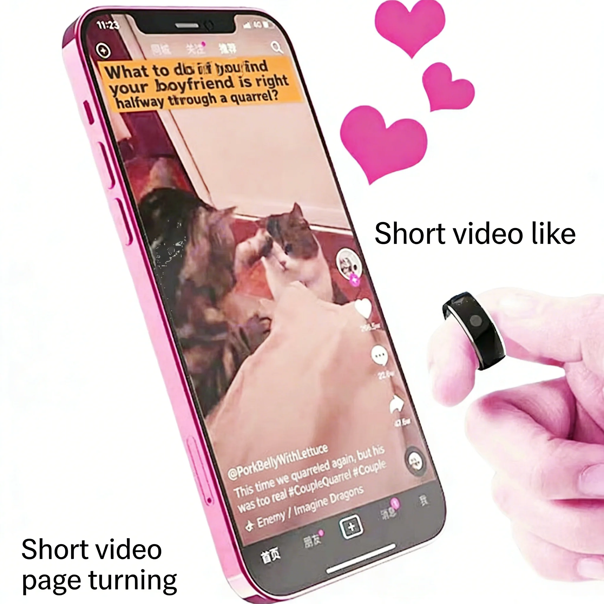 

Mini Bluetooth Ring Mouse Remote Control Video E-book Page Turner For Phone Tablet Android iOS