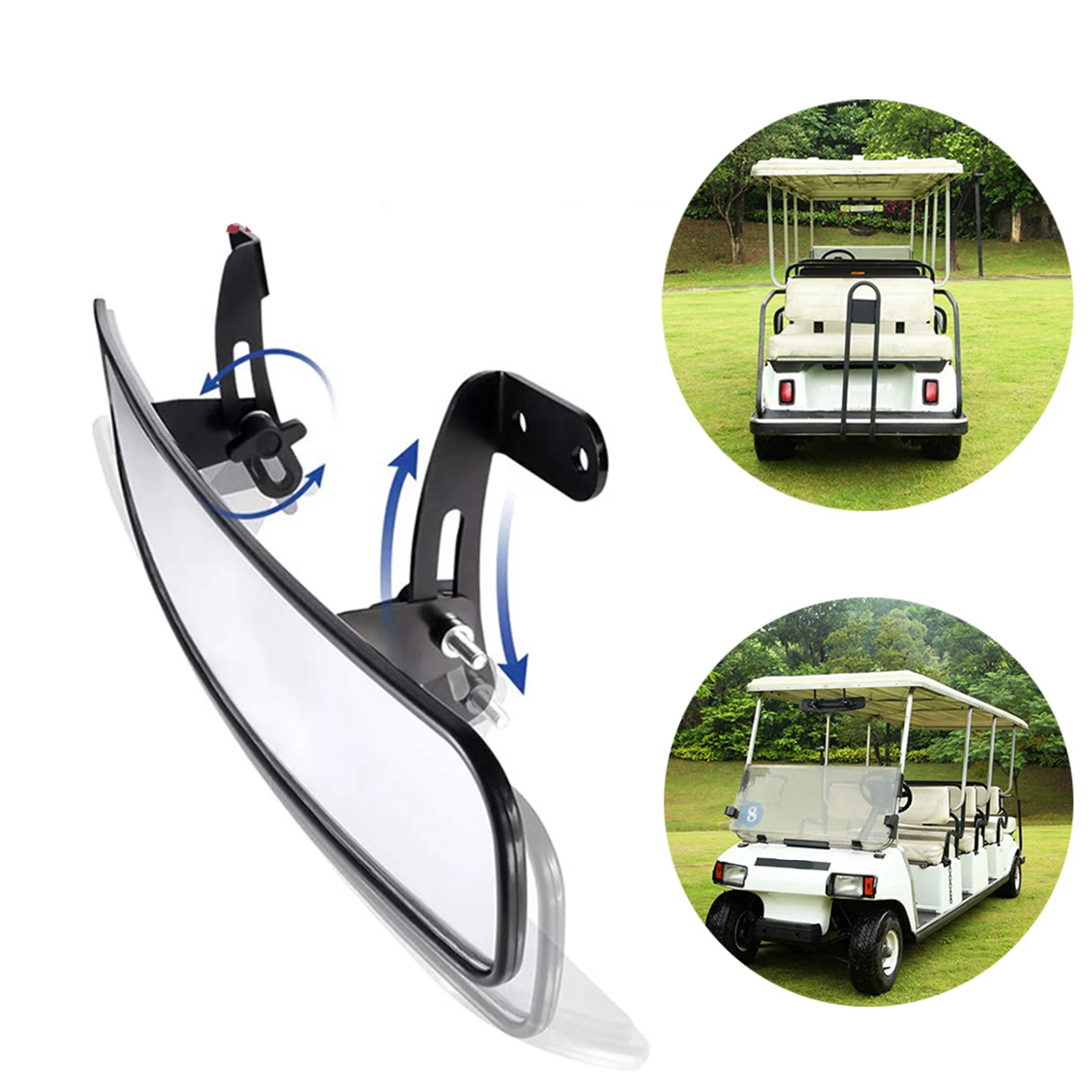 Golf Cart Rear View Mirror Accessories Assembly Easy Installation Convex Golf Cart Mirror Adjustable Rear View for Club Car