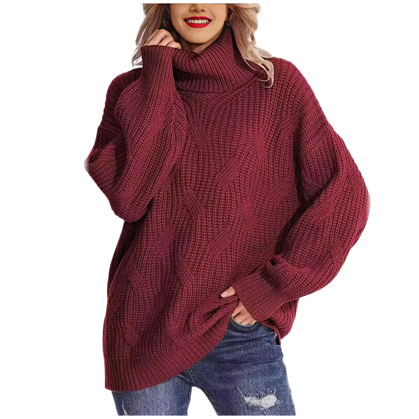 Cozy Women's Loose Knit Turtleneck Sweater Pullover Long Sweatshirts for Men Big And Tall Sweaters Bulk Beach Sweaters for Women