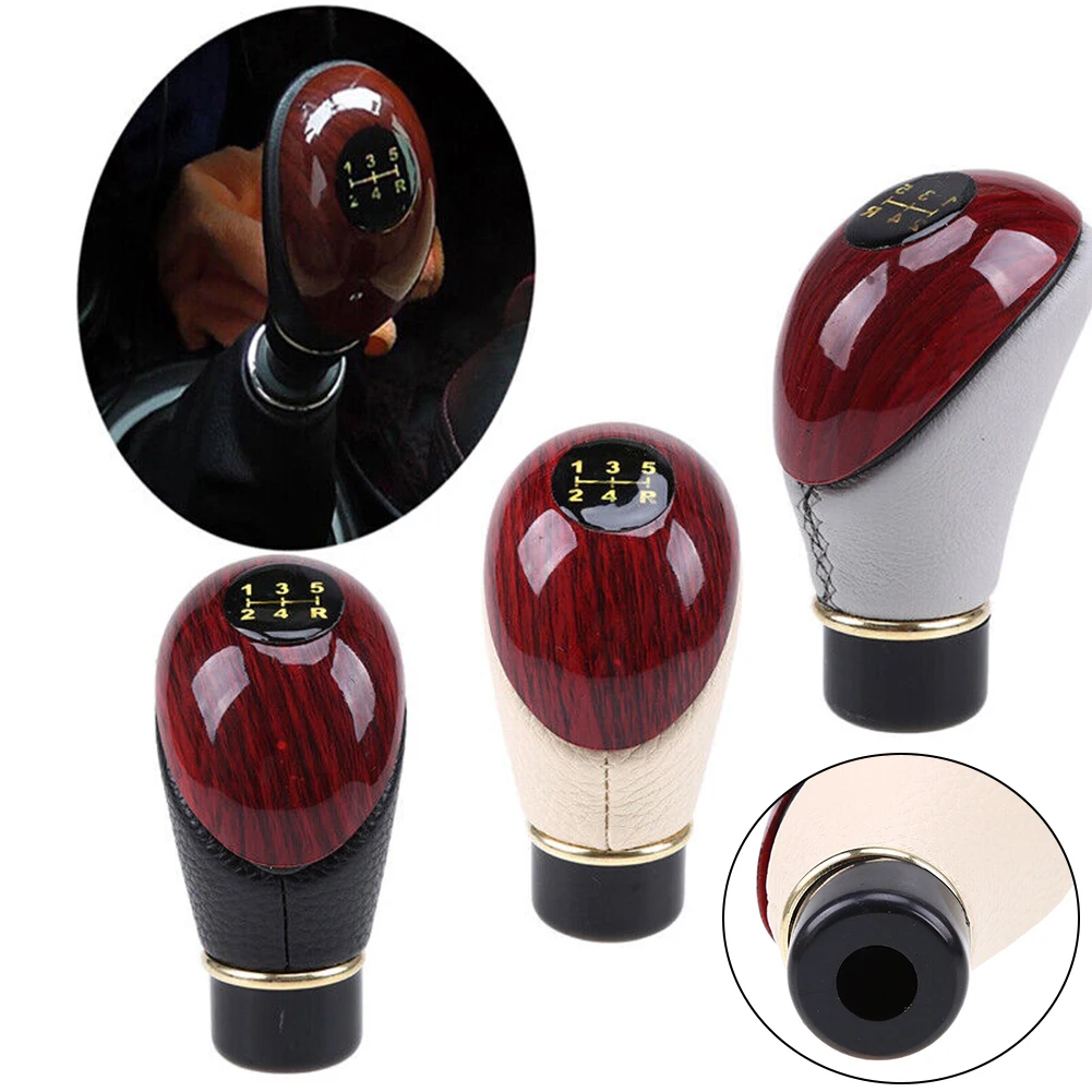 

High Quality Hot Sale Car Shifter Lever Gear Head Stick Shift Knob Handle 1PC 5 Speed ABS+Leather Beige/Black/Gray