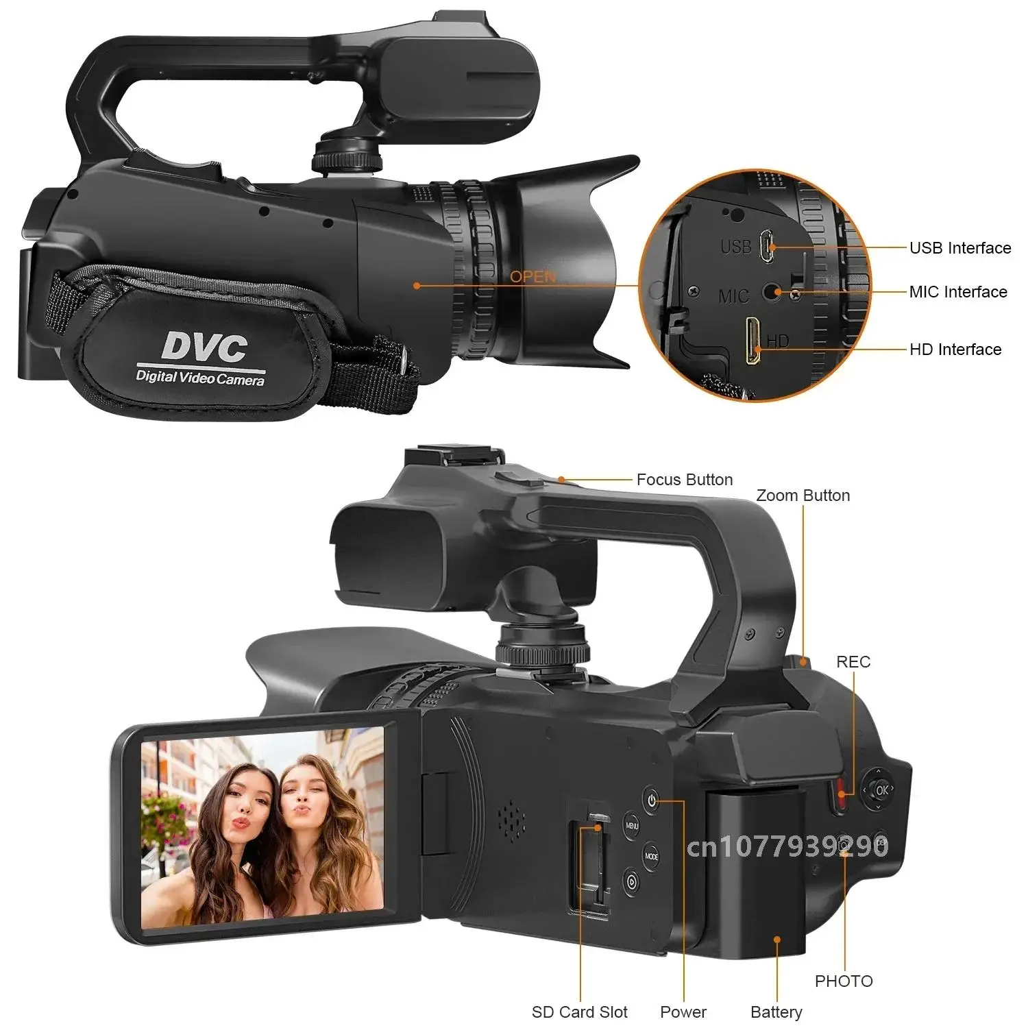 4K Professional Video Cameras for Photography 64MP Ultra HD 18X Digital Zoom Camcorders YouTube Live Streaming Vlog Recorder