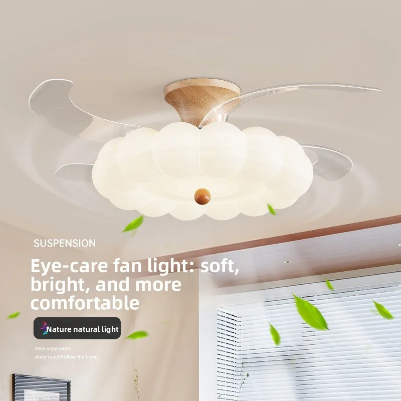 Light High Power Inverter Minimalist Ceiling Fan Light Bedroom Cream Eye Protection Dining Room Kids Room Home New Model