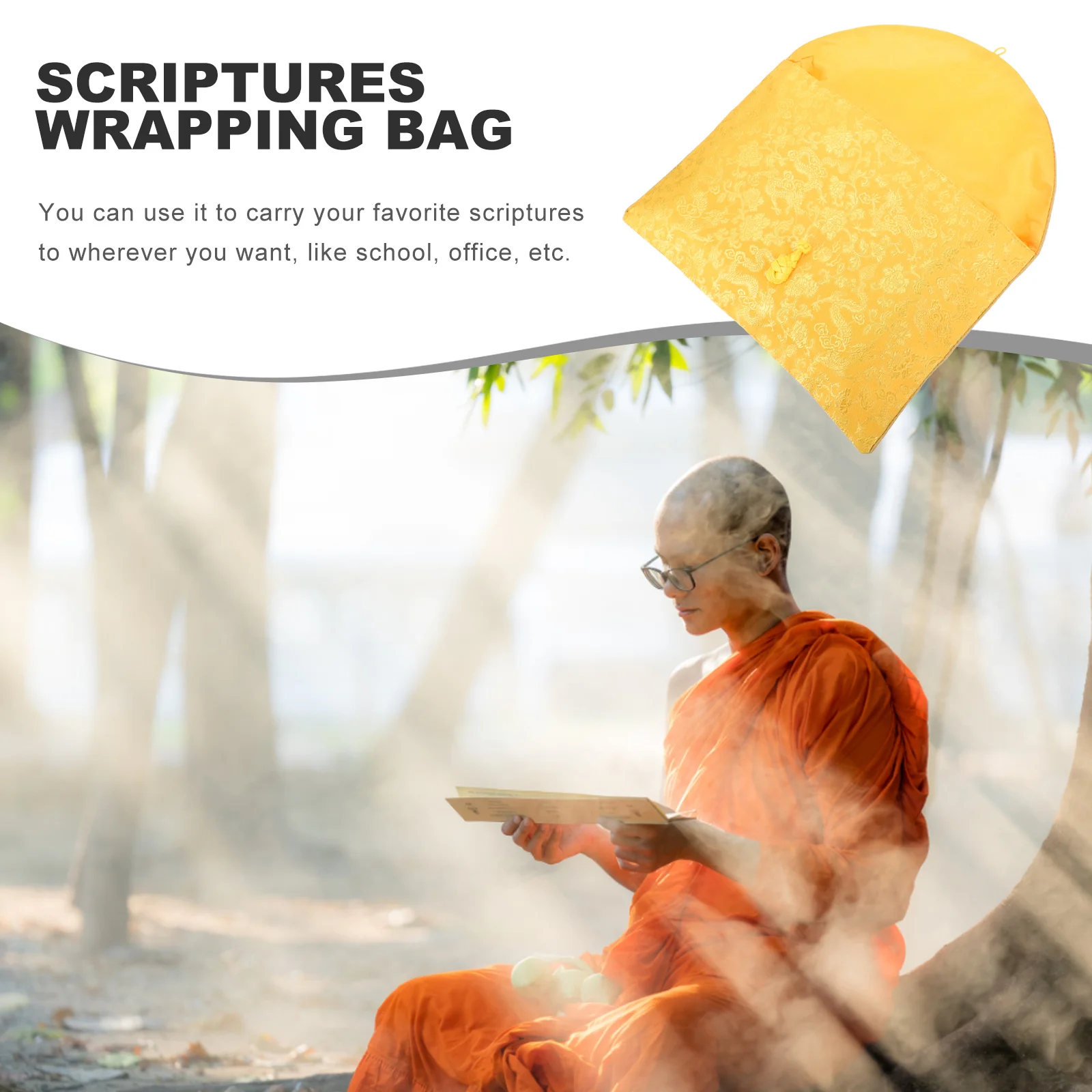 Scriptures Bag Brocade Cloth Pouch With Chinese Knot Embroidery Storage For Jewelry Files Sundries Organizer Ethnic Style