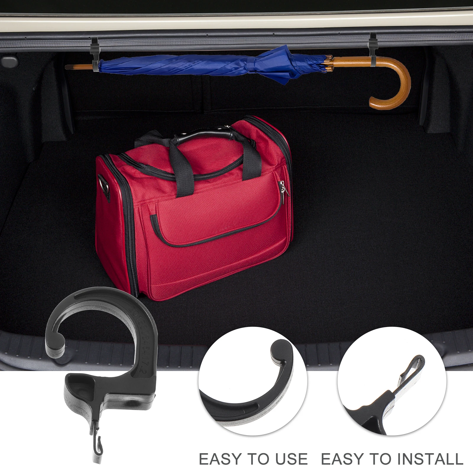 

2pcs Seat Back Hooks Storage Trunk Bag Holder Car Rear Hook Multi-Function Hanging Clip Durable Umbrella Water Bottle Holder
