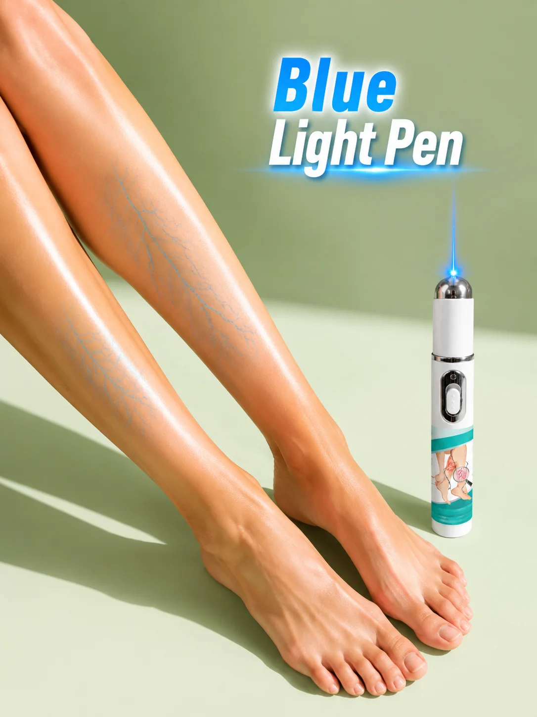 

New blue light pen technology. It relieves your worries about leg problems and promotes venous health. Use together