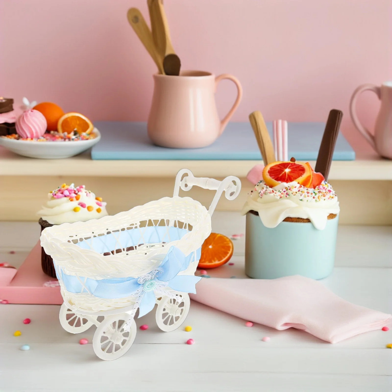 

2pcs Cart Shape Storage Basket For Candy Dried Fruit Snack Pastry Sundries Organizer Home Decor Wedding Party Shower Gift