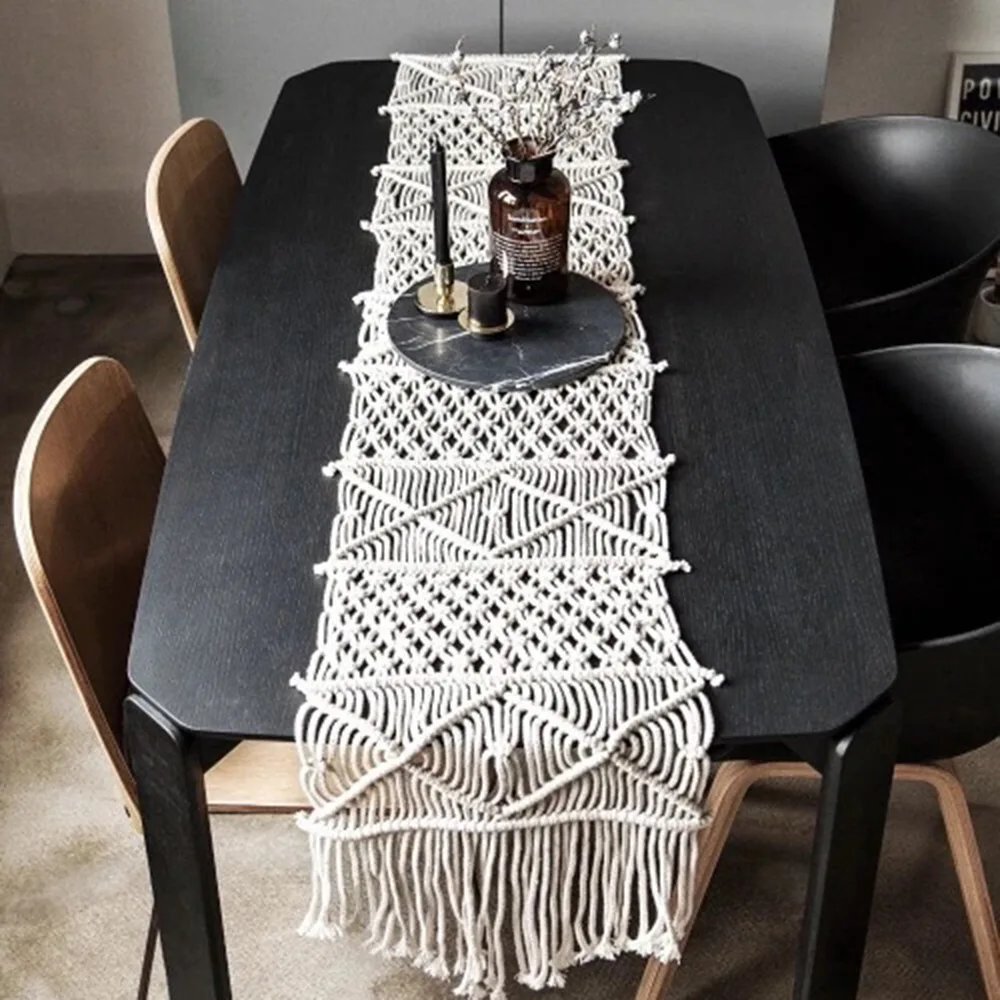 Imagem -03 - Handwoven Macramé Mesa Runner Boho Wedding Decor Vintage Farmhouse Bohemian Dining Room Estilo Decorações