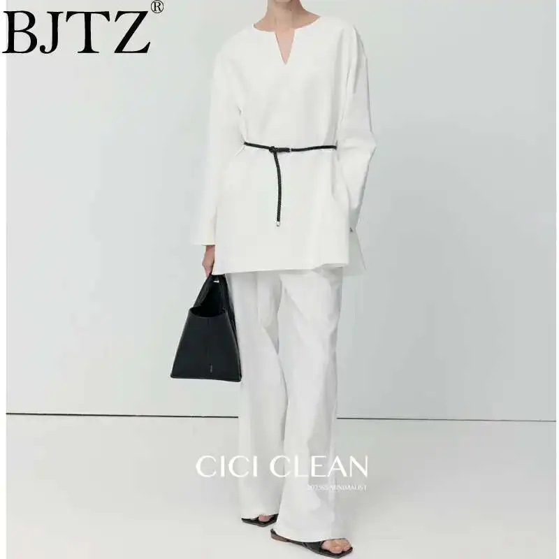 

BJTZ Fashion Loose 2025 Spring New Female All-in-one Design Sense Fashion Stylish And Simple Solid Color Pants Two-piece Set