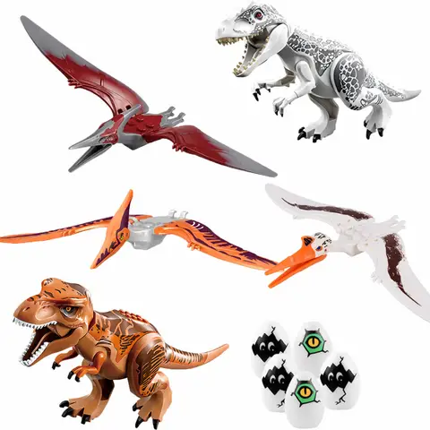 Jurassic World Mega Dino Building Blocks: T-Rex vs Raptor Battle Set – DIY Assemble Toy for Gifts