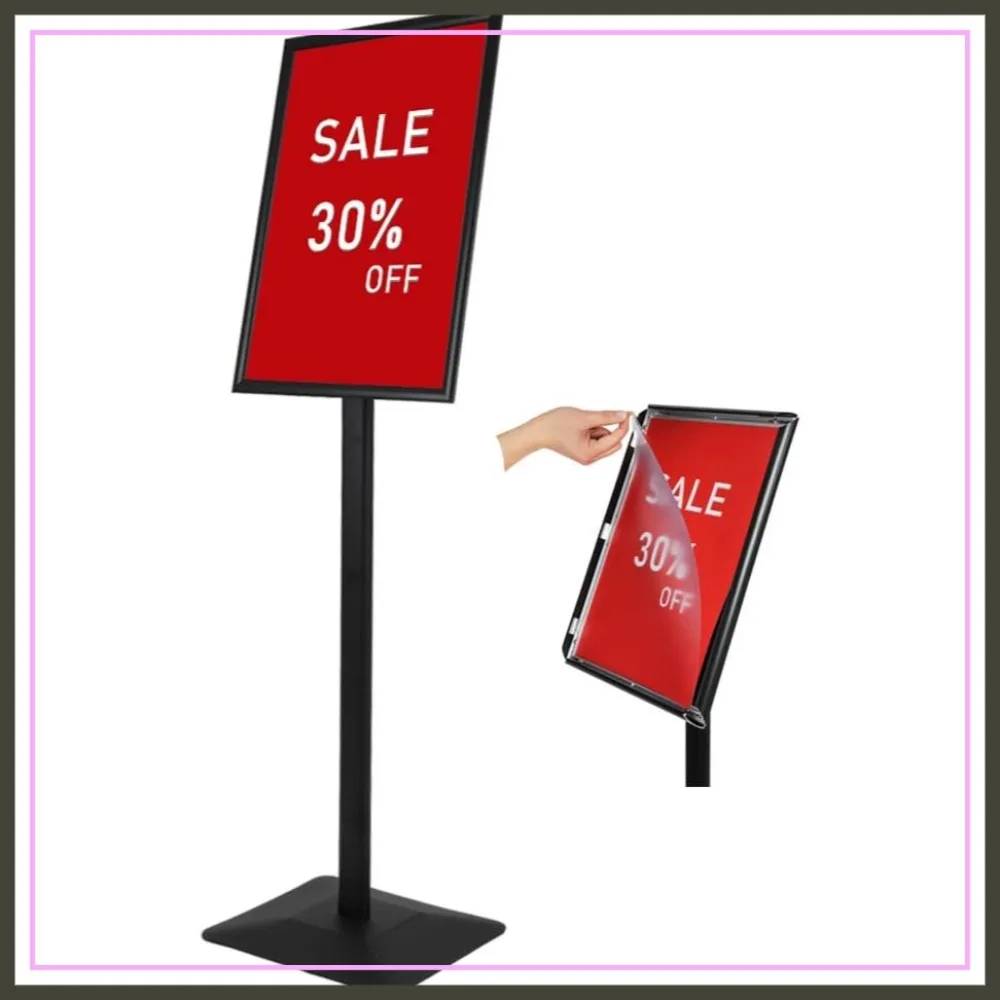 

Adjustable Heavy Duty Pedestal Sign Holder Floor Stand for 11x17 inch, Vertical/Horizontal View, Black