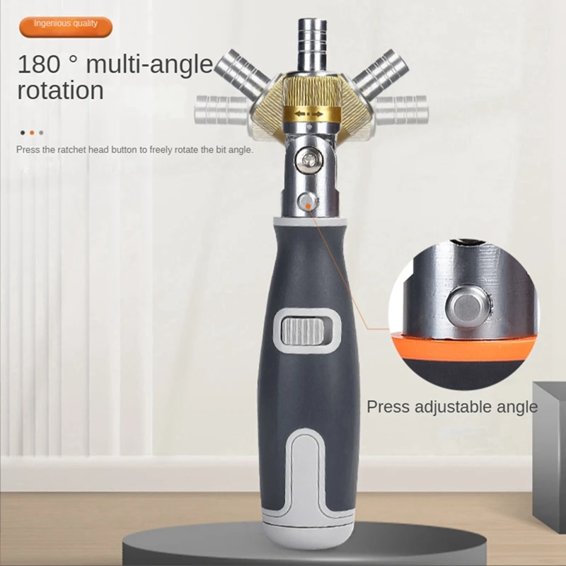 10-In-1 Screwdriver Set Bidirectional Ratchet Deformation Multi-Angle Special-Shaped Screwdriver With Batch Head