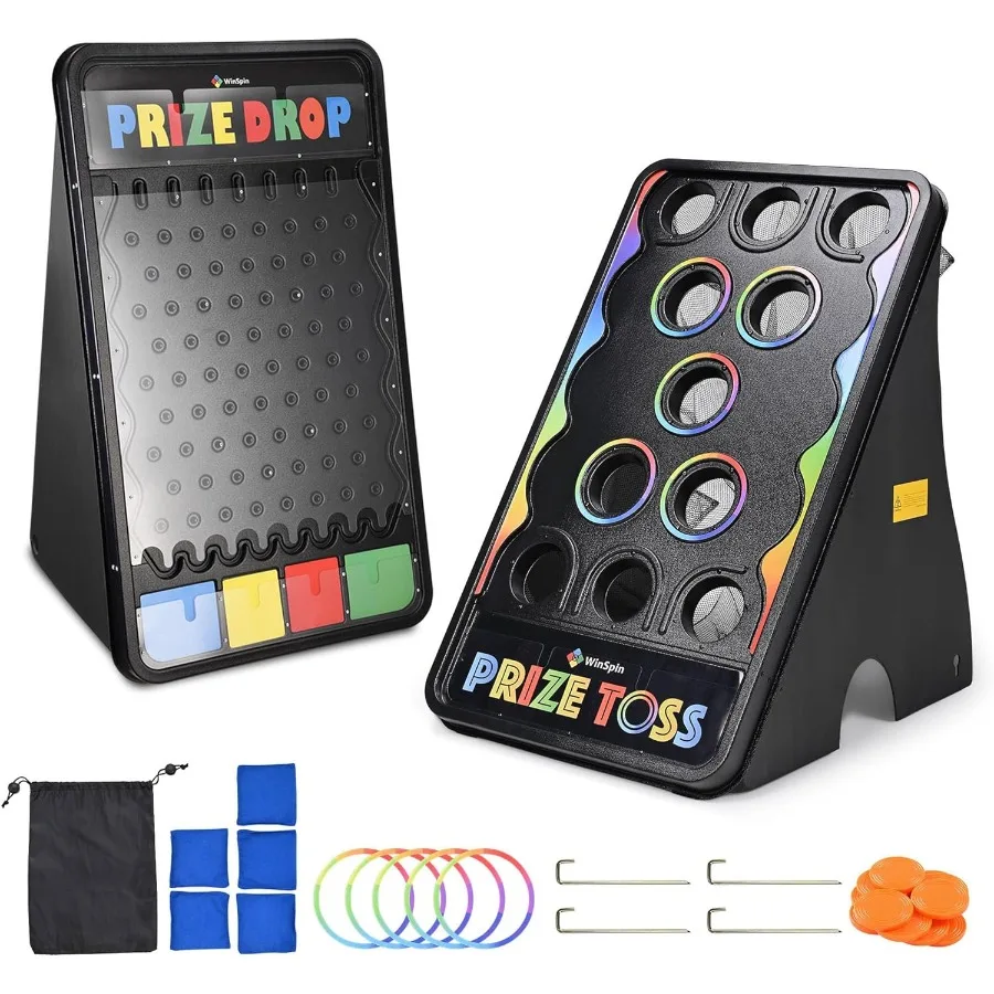 

41x25 Prize Drop Board and 41x25 Bean Bag Toss Game with 12 Pucks and 5 Bean Bags Ideal for Carnival Events School Fundraisers