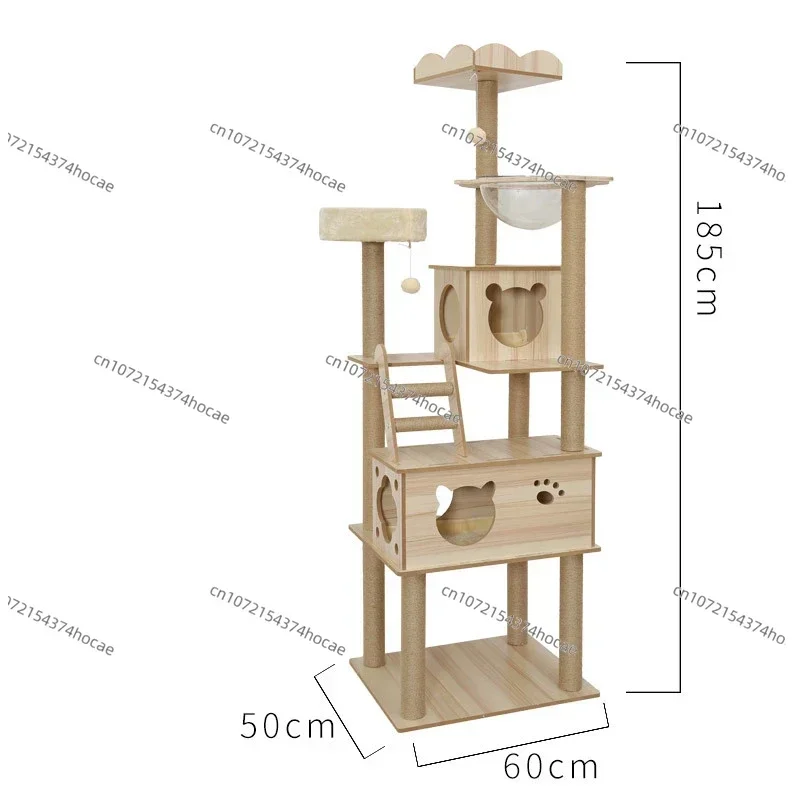 Cat Tree House Condos Multi-layer Wooden Cat Tower With Sisal Rope Scratching Posts Plush  Climbing Frame Cloth Hammock