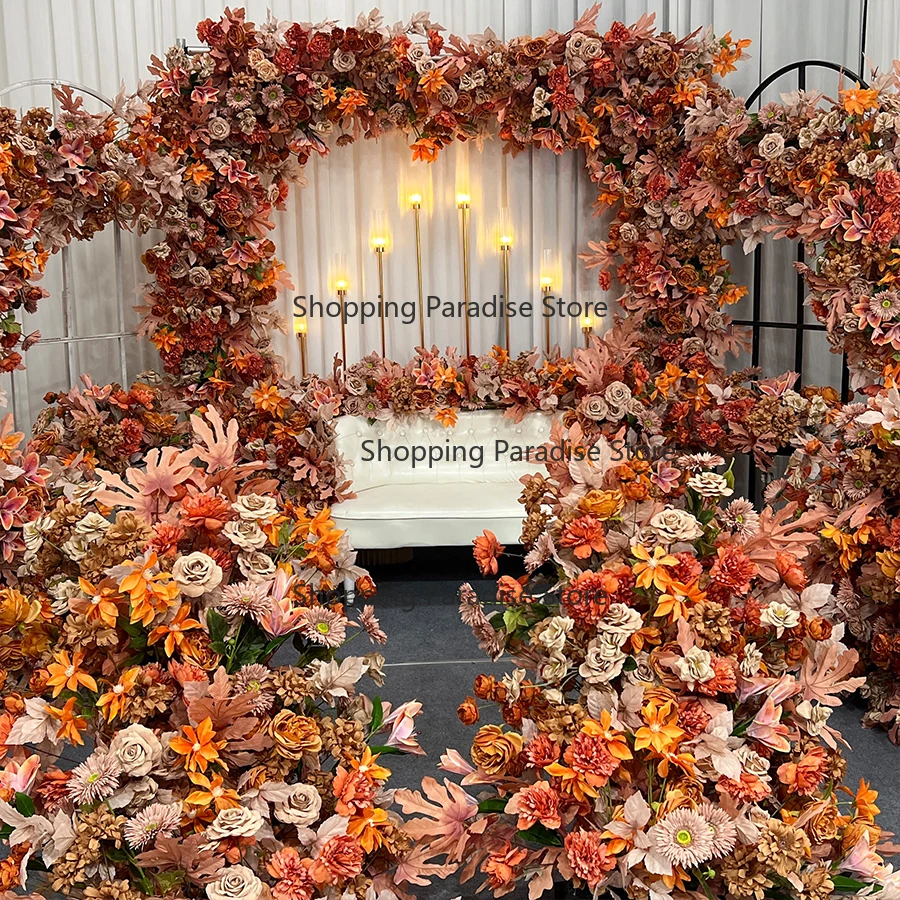Elegant Autumn Themed Artificial Flower Runner Enhances Christmas Wedding Parties Event Aesthetics
