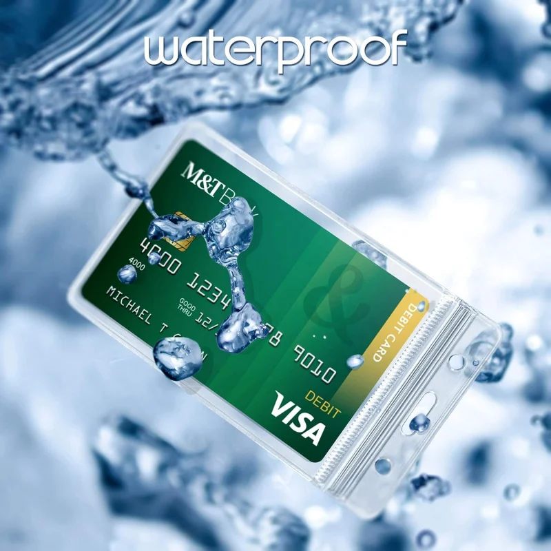 ID card holder with metal badge clip – Waterproof Sealed Transparent Plastic Vertical ID Card Holder Suitable for work IDs、Key c view 5