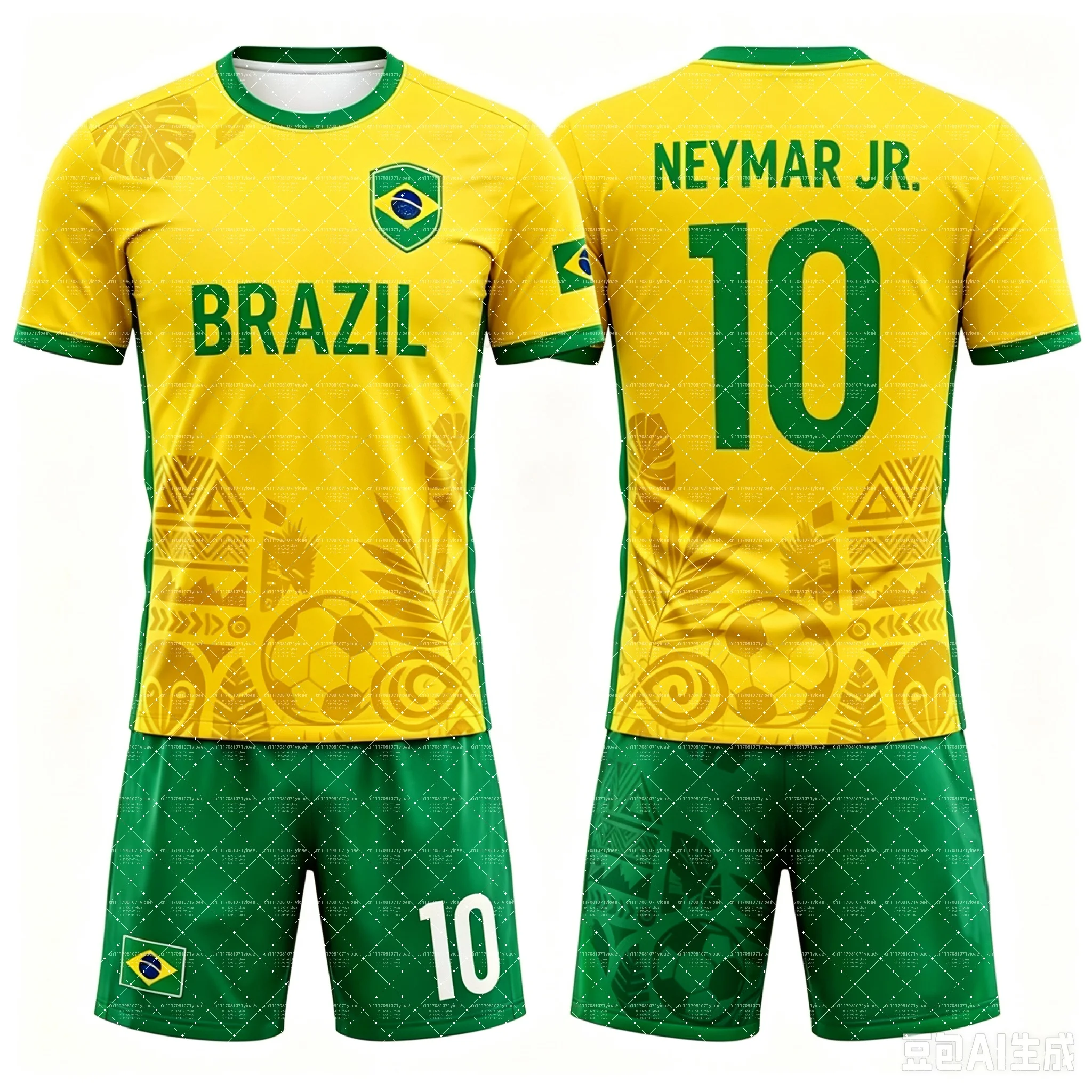 2026 Special Neymar 10 & VINI JR Fußballtrikot-Set mit T-Shirt und Shorts, Einzeloberteil erhältlich, 2-teiliges Set für brasilianische Fans, Sommer für Kinder – Detail 7