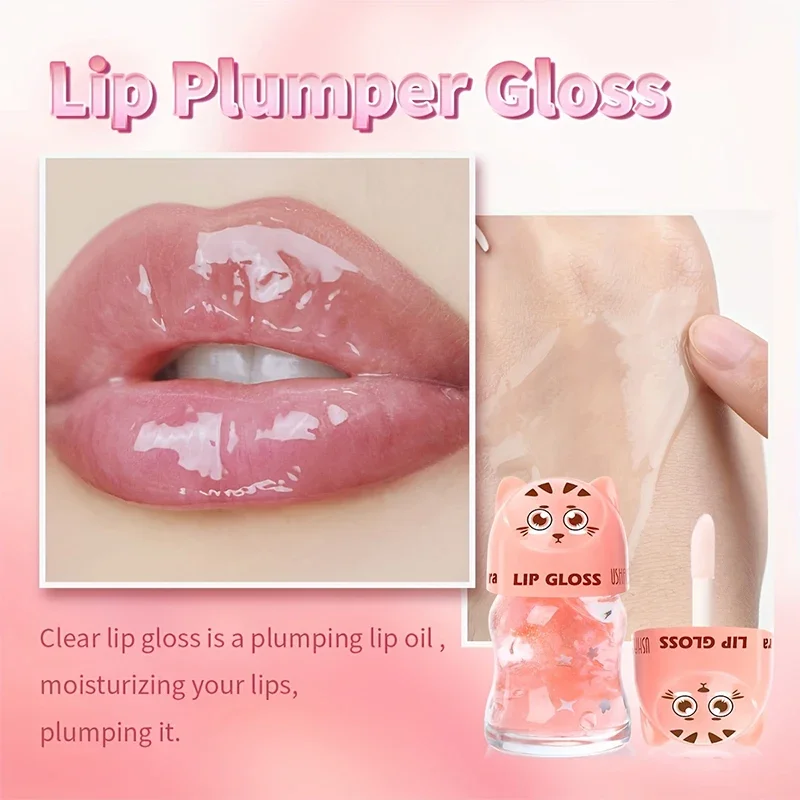 Nawilżający błyszczyk do ust z efektem powiększania ust, długotrwały efekt nawilżenia, wysoki połysk, przezroczysty olejek do ust, płynny balsam powiększający usta.