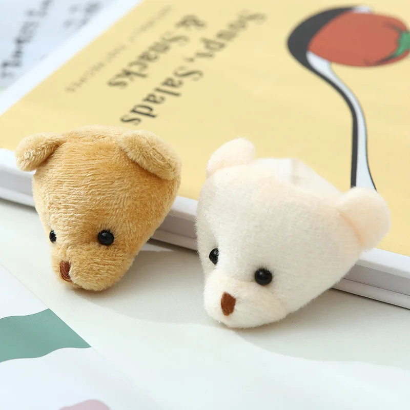 2pcs Cartoon Plush Teddy Bear Doll Mini Bear Head Animal Stuffed Toy For Diy Brooch Bag Hairpin Hair Accessories Girl Small Gift