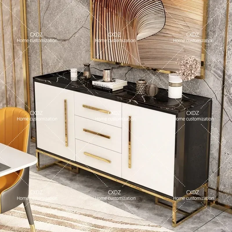 Light luxury dining side cabinet simple post-modern living room dining room side cabinet paint tea cabinet multi-functional