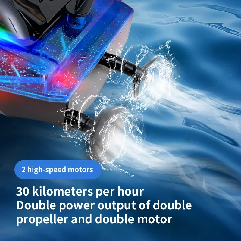 JJRC Rc Motoscafo 30 Km/h 2.4G Elettrico Senza Fili Barca di Controllo Remoto Led Ad Alta Velocità Nave Piscina Gioco di Acqua All'aperto Giocattolo Per Bambini