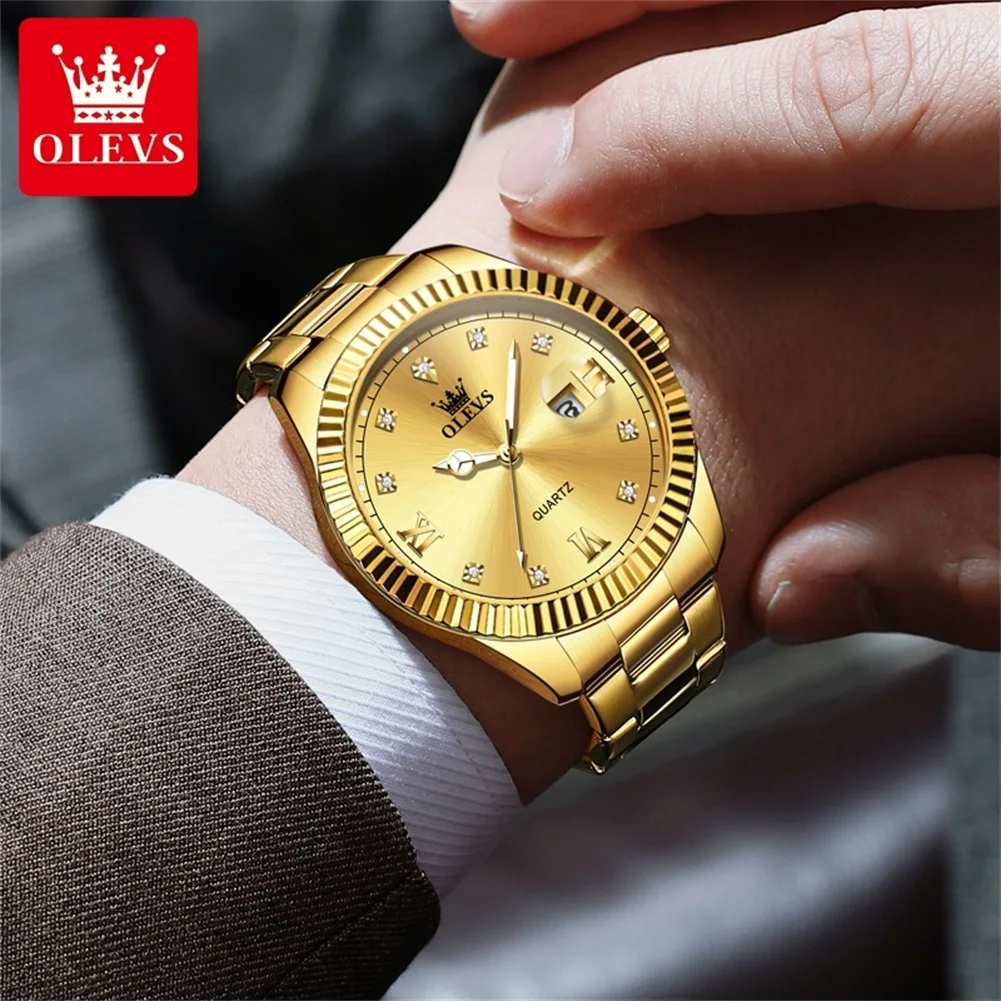 OLEVS Men\'s Watches Luxury Business Original Quartz Watch for Man Classic Log Type Wristwatch Waterproof Luminous 2024 New Reloj