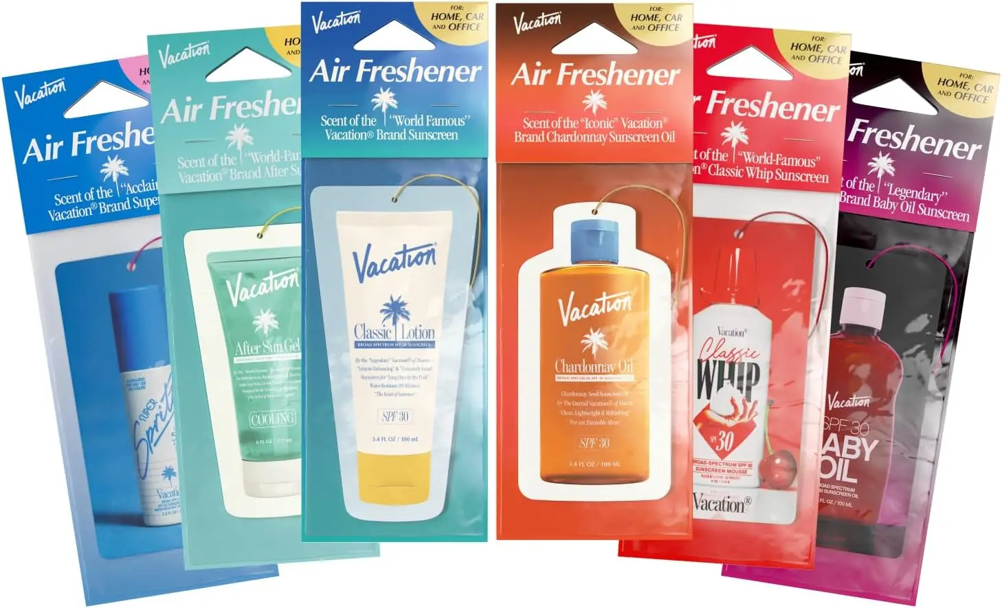 

6 Summer Scent Air Freshener Pack for Car, Home & Office - Includes Lotion, Oil & Gel Scents