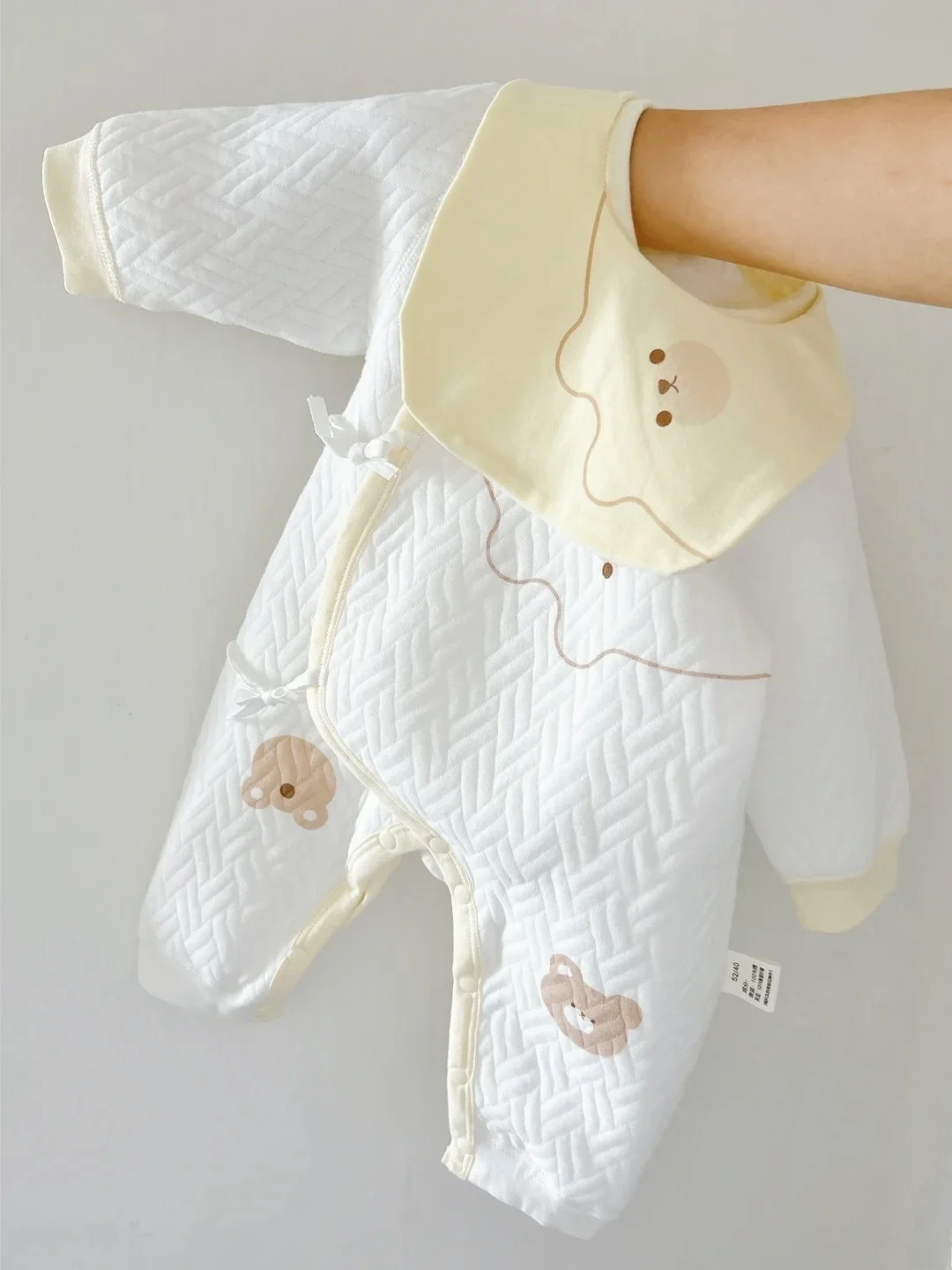 

Очаровательный комплект детской одежды из чистого хлопка: теплый хлопковый комбинезон для малышей на осень-зиму, защитный чехол для живота, утепленный наряд для младенцев