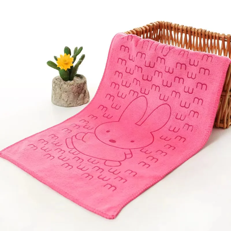 Cute Rabbit Microfiber Bath Towel 25*50cm Kawaii Soft Baby Kids Boys Girls Towels Women Beach Swimming Absorbent Quick Dry Towel