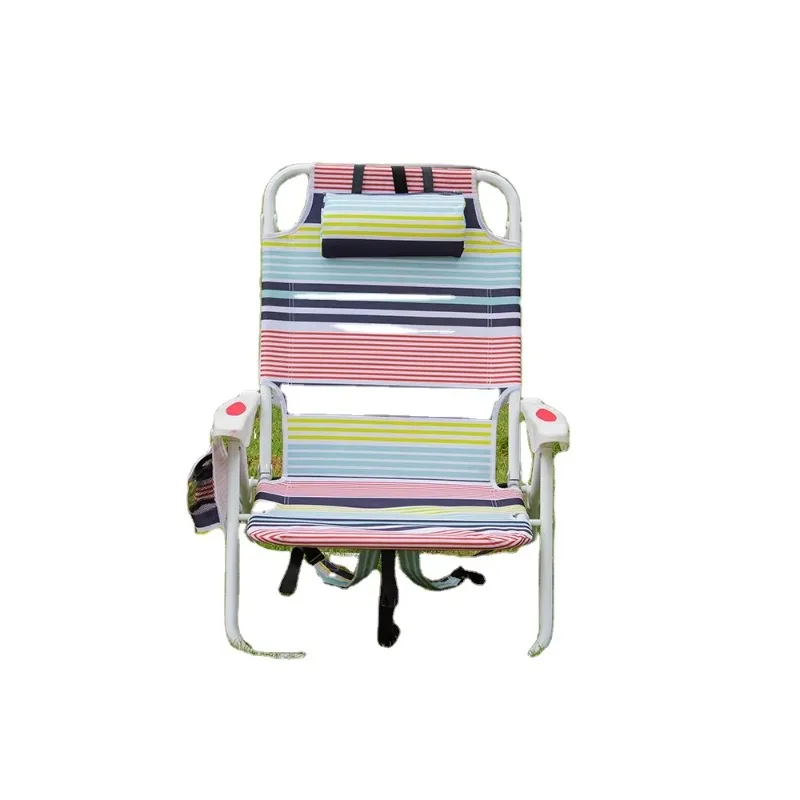 

Folding beach chair with towel bar portable