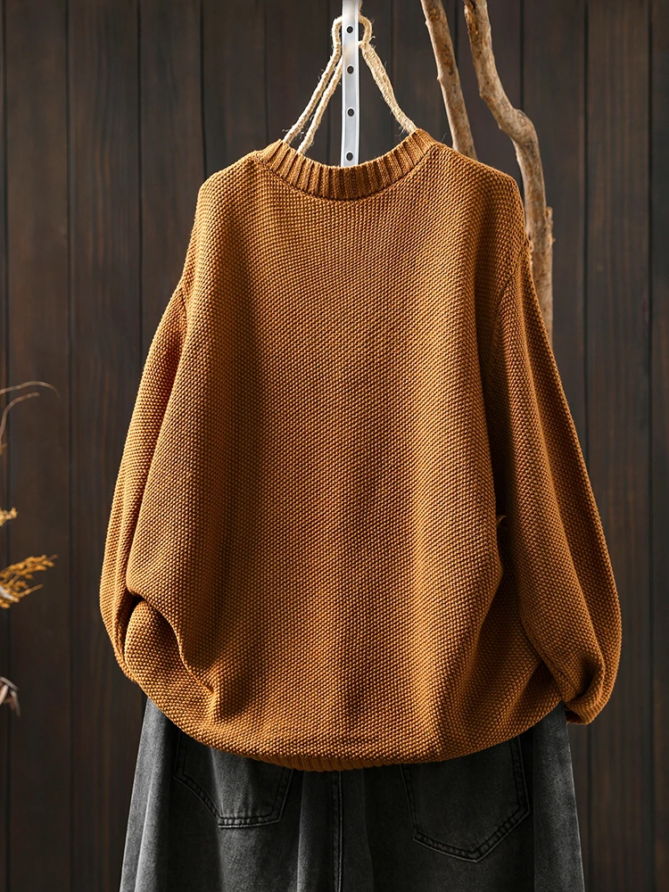 المرأة طويلة الأكمام سترة غير رسمية جديد وصول 2025 الخريف أسلوب بسيط س الرقبة فضفاضة مريحة الإناث محبوك البلوفرات M1882