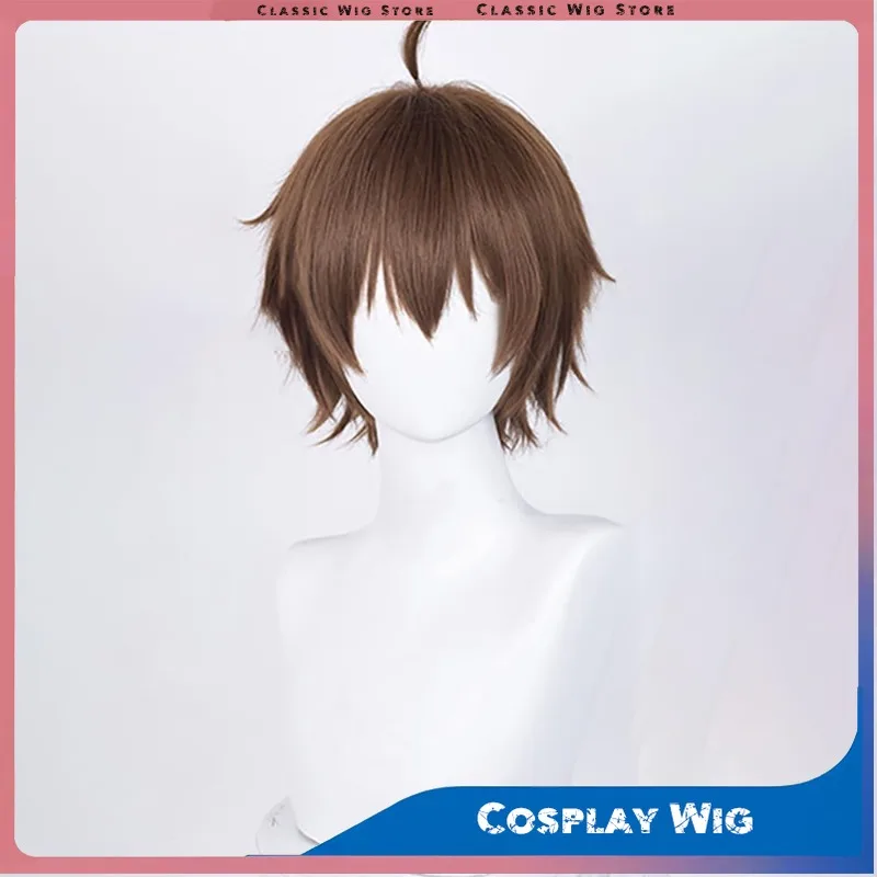 

Коричневый аниме-парик для косплея, мужские короткие колючие волосы, синтетический парик с челкой, карнавальный костюм, волосы для мальчиков