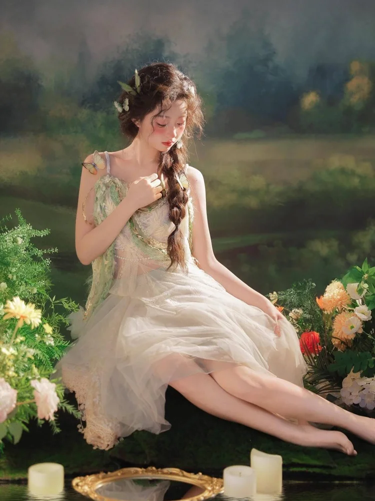 

Retro Fairy Costume for Photo Shoots Studio New Arrival Dreamy Painting Style Elf Princess Forest System Photograph...