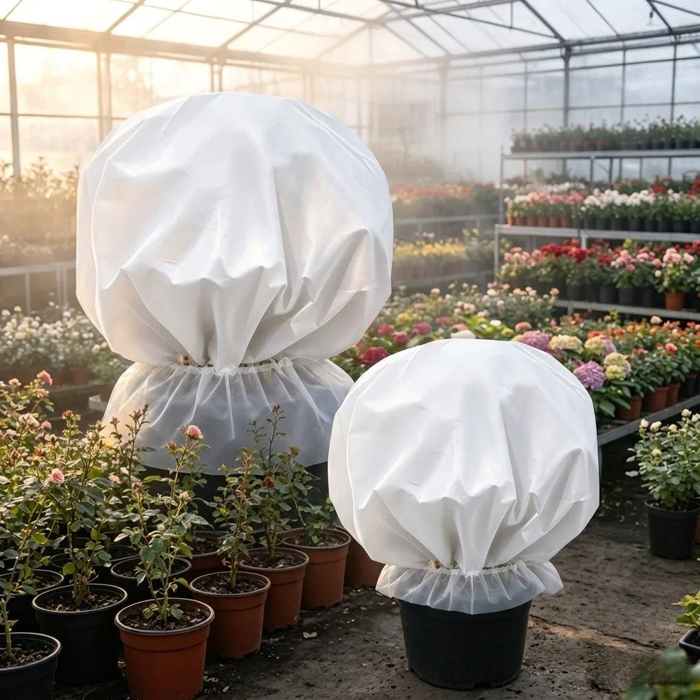 Winter Cold Protection Tree Cover Plant Cold Protection Cover With Drawstring Breathable High Light Transmittance Woven Fabric