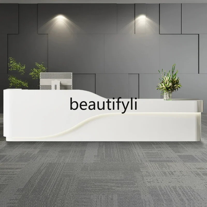 

zzqCompany Front Desk Counter Office Simple Lacquer Reception Bar Table Custom Hotel Store Cashier Desk