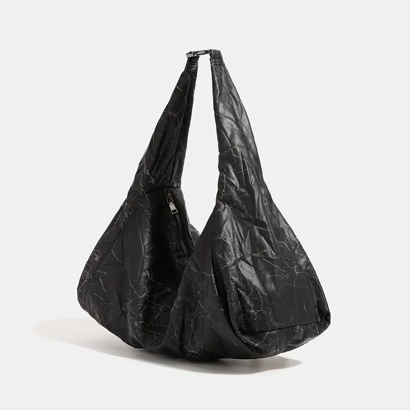 

Мятые сумки-тоут большой емкости для женщин, сумка через плечо с полумесяцем и круассаном, черные сумки-бродяги с клецками, сумка в форме полумесяца, подмышки