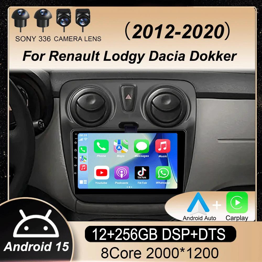 

Android15 Carplay Auto WIFI Video Player For Renault Lodgy Dacia Dokker 2012 - 2020 Multimedia GPS Player Stereo 2din Head Unit