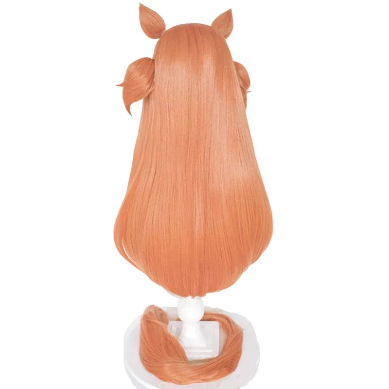 Uma Musume Mayano Top Gun Cosplay Wig Uma Musume Pretty Derby Orange Wig With Pony Ears Synthetic Hair Heat Resistant