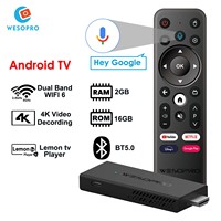 WESOPRO Android TV Stick G2 Smart IPTV Dongle 2GB RAM 16GB ROM 2.4GHz 5.0GHz Wifi 6 BT5.0 4K 30pfs With ATV VS Fire Mi TV Stick