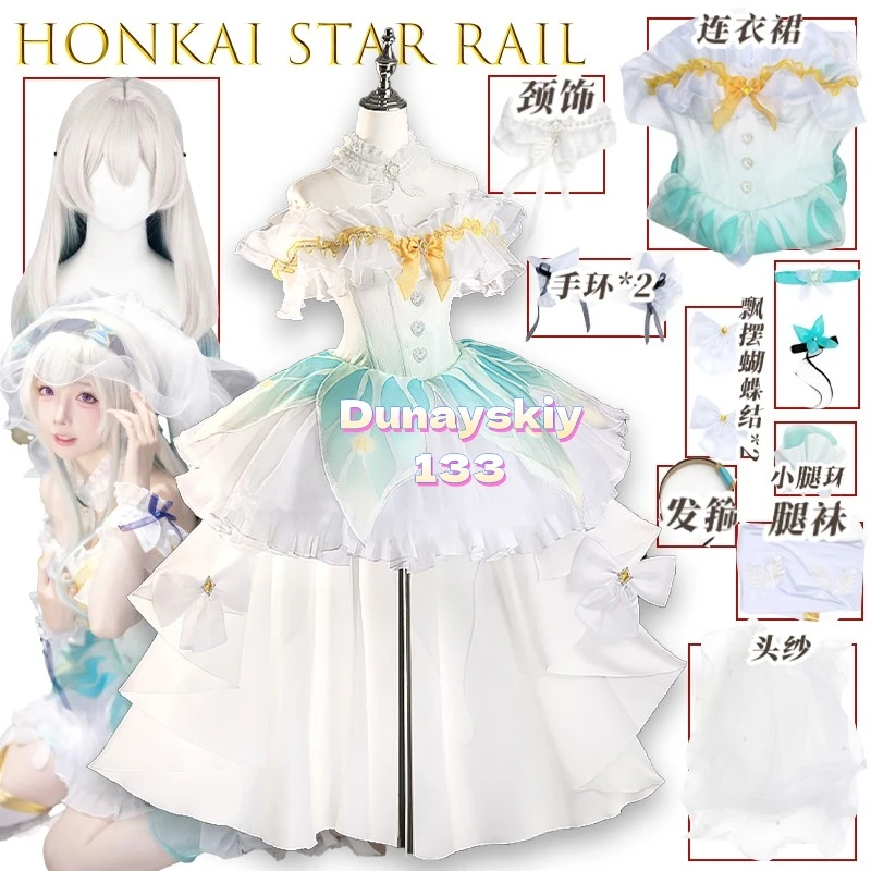 

Honkai Star Rail Firefly Bride Косплей Костюм Мерцающая Звезда Молитва Аниме Gamer Outfit Полный комплект Хэллоуин Сексуальный Cos