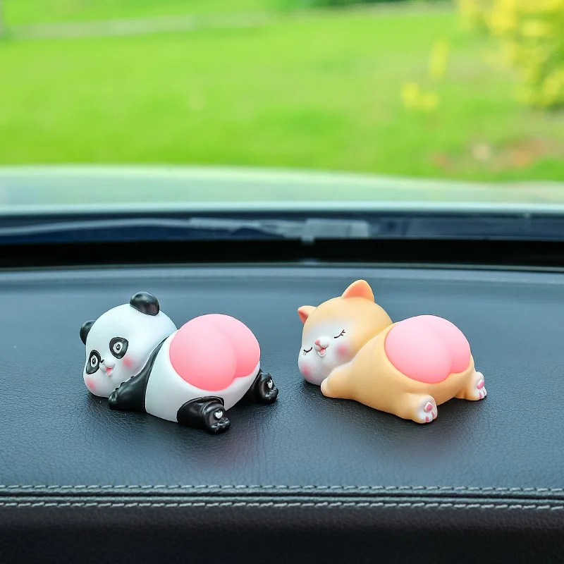 Car Ornament Cartoon Cute Pig Ornament Car Q Bomb Butt Decompression Artifact Center Console Car Ornament