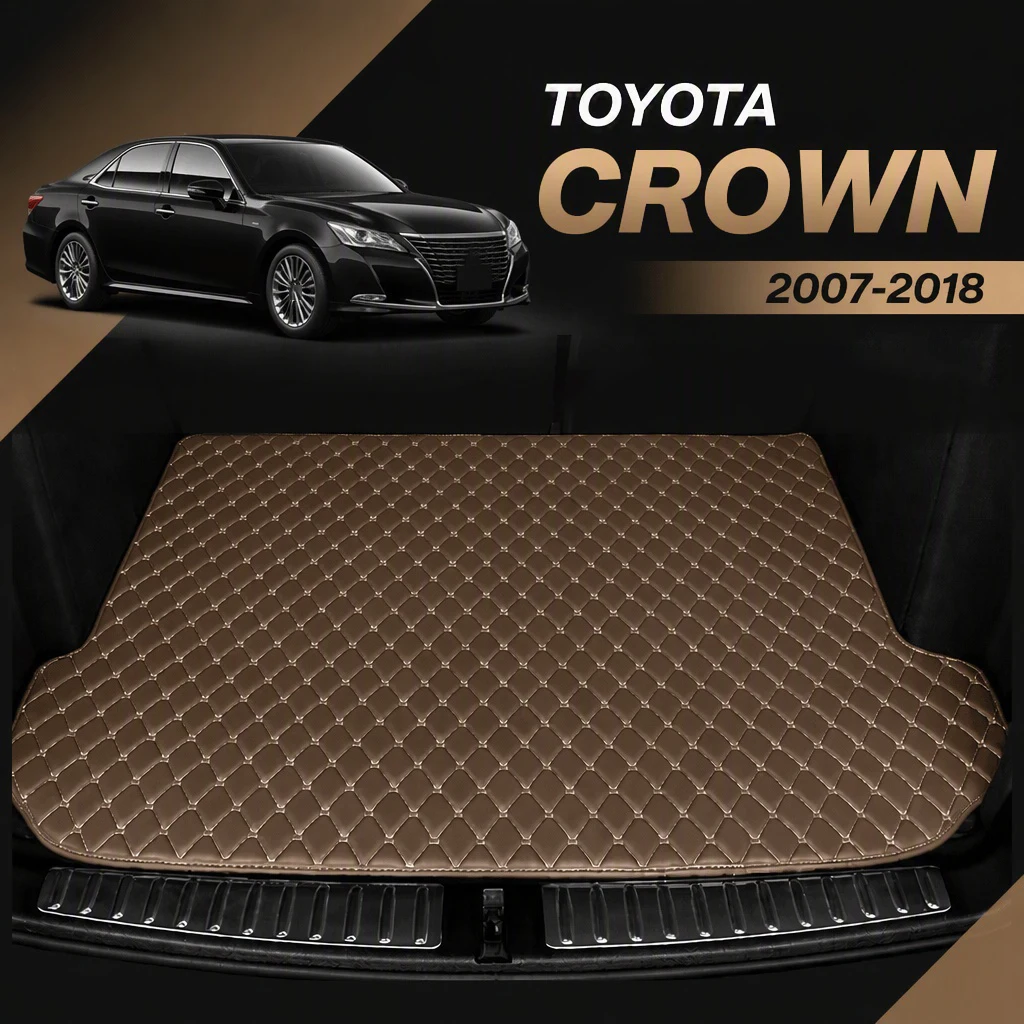 Leather Car Trunk Mat For Toyota Crown 2007-2018 Trunk Cargo Liner Storage Carpet Car Interior Accessories Decor Styling