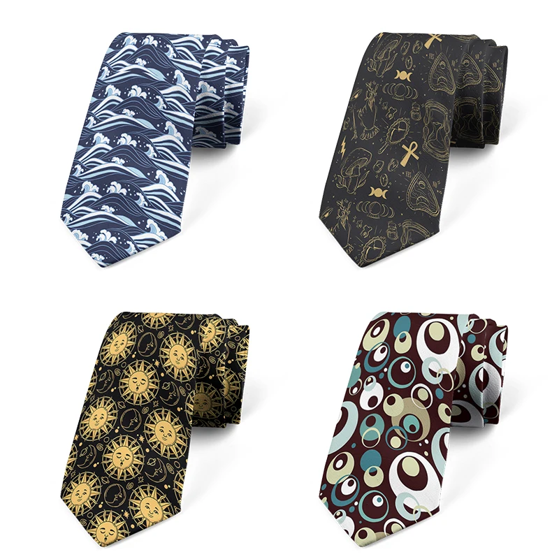 New Fashion Funny Graffiti Printing Men's necktie 8cm Slim High-Quality Polyester Tie Party Dinner Shirt With Tie