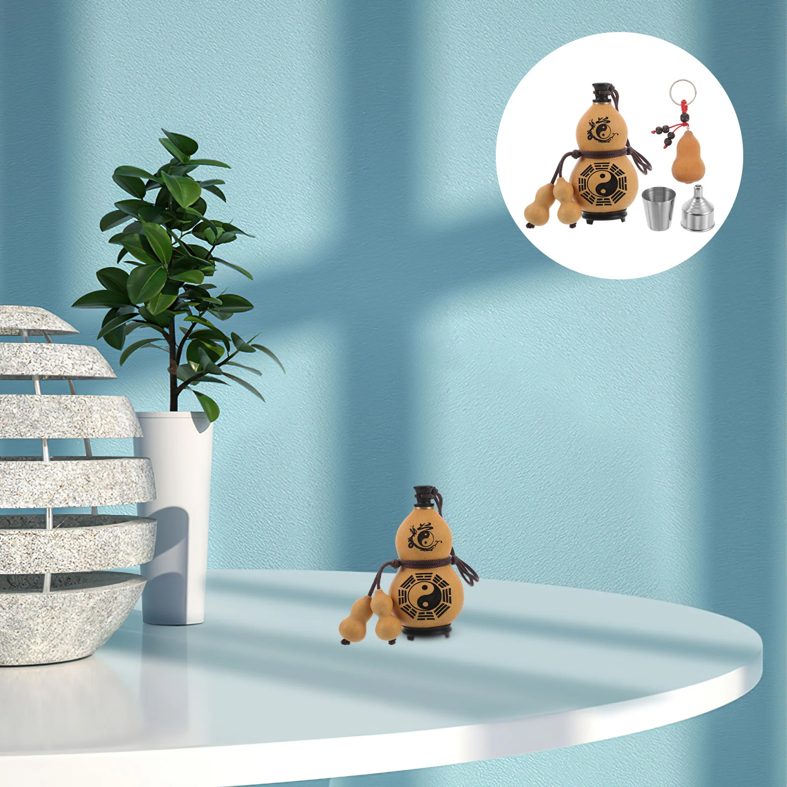 

1Set Gourd Water Bottle Chinese Style Portable Natural Wine Gourd with Stopper for Outdoor Camping Hiking Travel Hydration