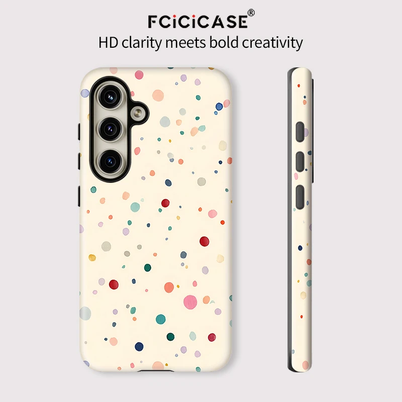 Etui na telefon Fcicicase z kolorowym wzorem okrągłych kropek do Samsung Galaxy A26 A56 A36 A16 A 16 5G, odporne na wstrząsy, matowe, silikonowe.