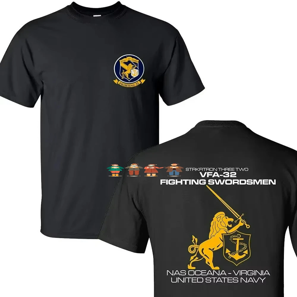 Naval VFA32 Fighting Swordsmen Fighter Squadron T-Shirt 100% Cotton O-Neck Summer Short Sleeve Casual Mens T-shirt Size S-3XL