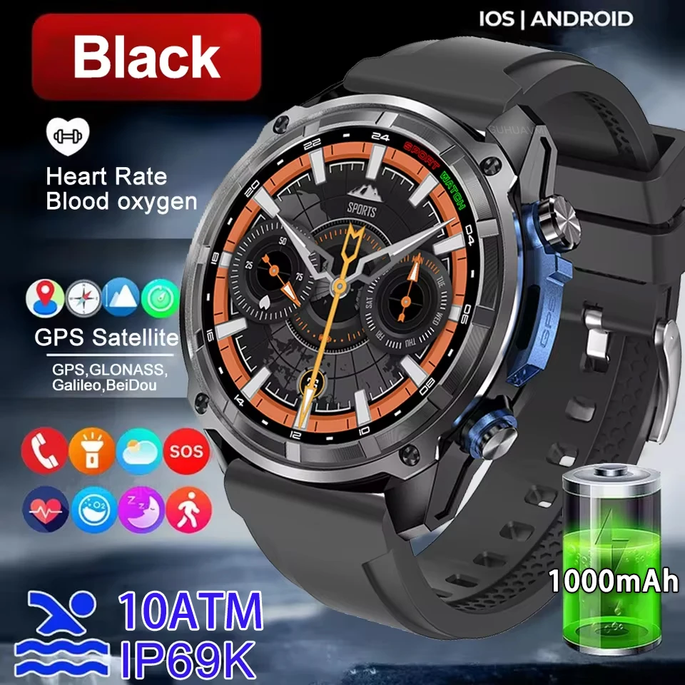 Nieuwe T-REX3 PRO Heren Militaire GPS Smartwatch Outdoor 1000mAh Batterij 10ATM Waterdicht 4GB RAM Bluetooth Oproep AMOLED HD Smartwatch