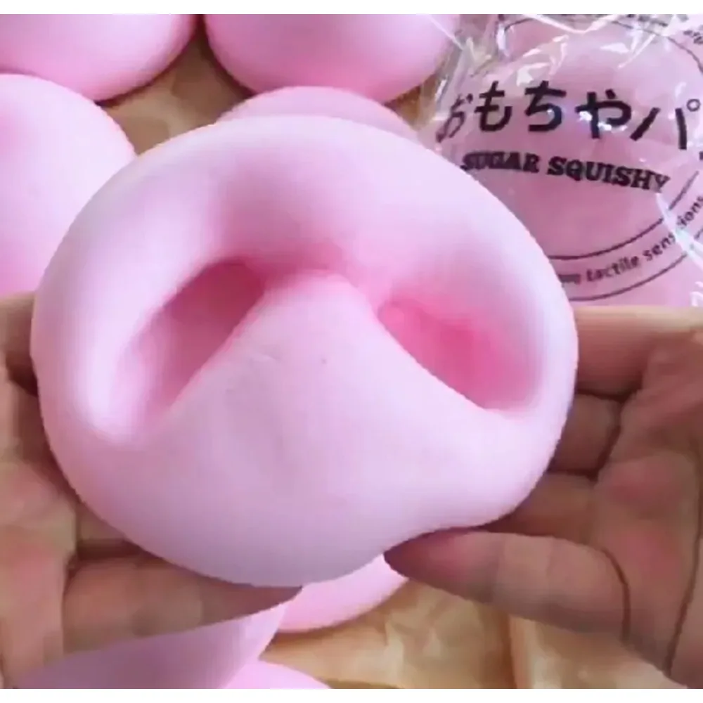 Squishy Simulated Pink Buns Squeeze Toy Soft Stress Relief Slow Rising Sensory Fidget for Anxiety ADHD Autism Gifts for Kids image 4